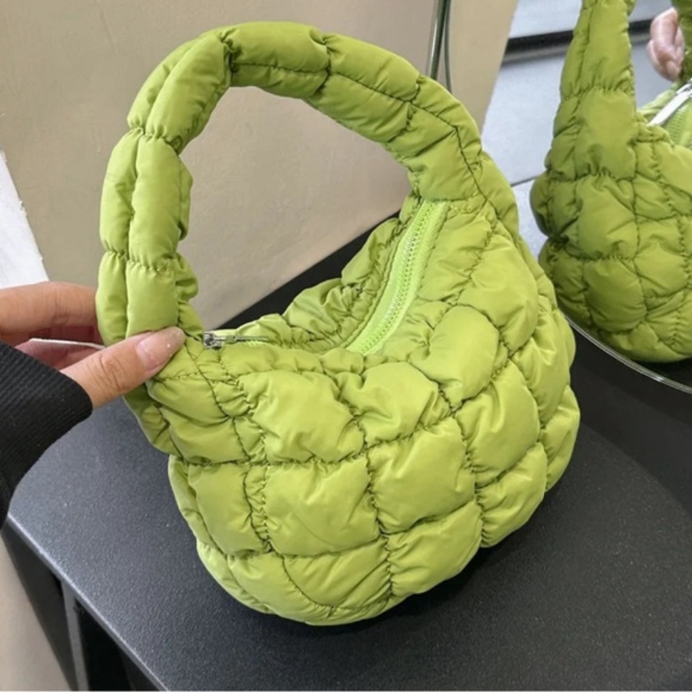Quilted Padded Green Handbag